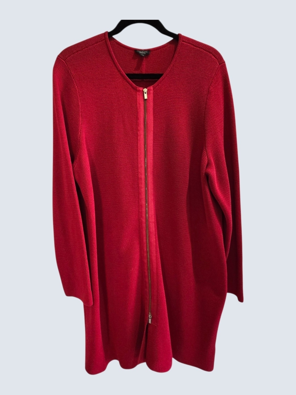 Talbots Crimson Red Zip-Front Knit Cardigan